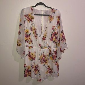 White Floral Print Romper